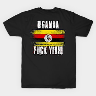 Uganda Fuck Yeah! Wartorn Distressed Flag T-Shirt